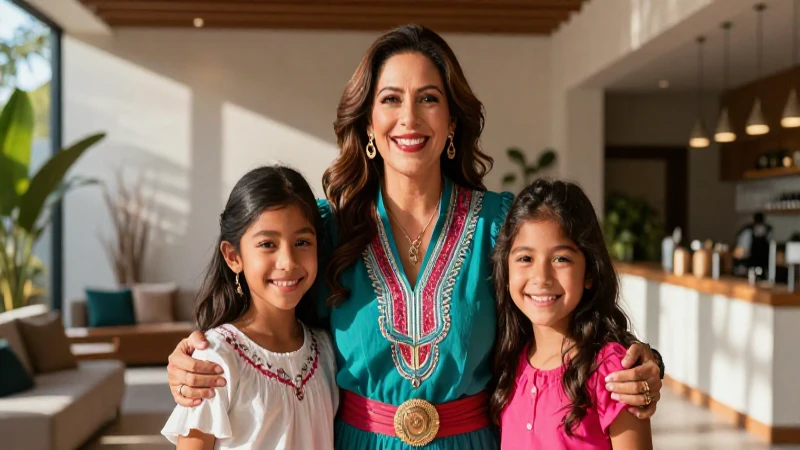 Retrato poderoso de familia mexicana vibrante y luminosa