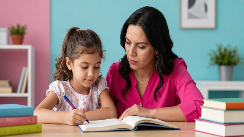Madre y su hija en un estudio de libros