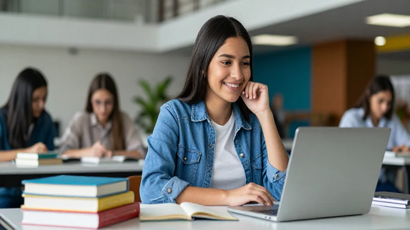 Estudiante mexicano sonriente en universidad moderna