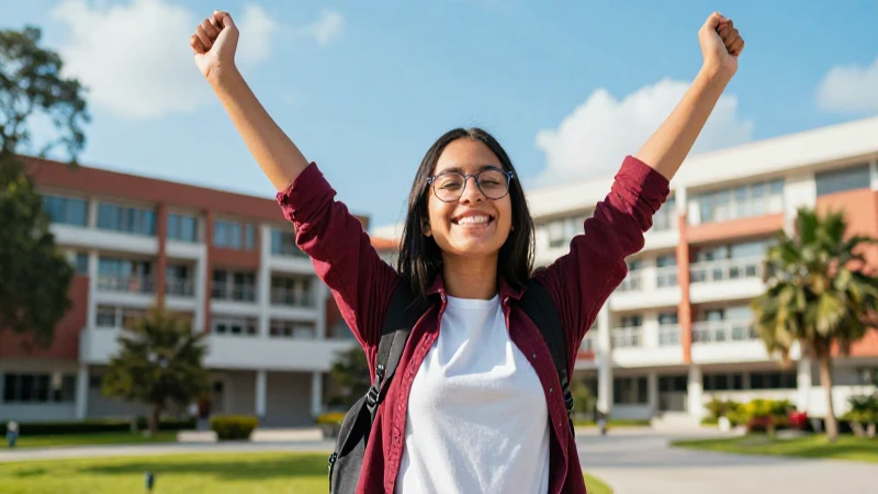 Estudiante mexicano exitoso en moderna universidad