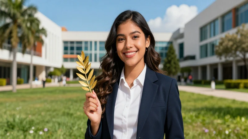 Retrato atractivo de estudiante mexicana en el campus