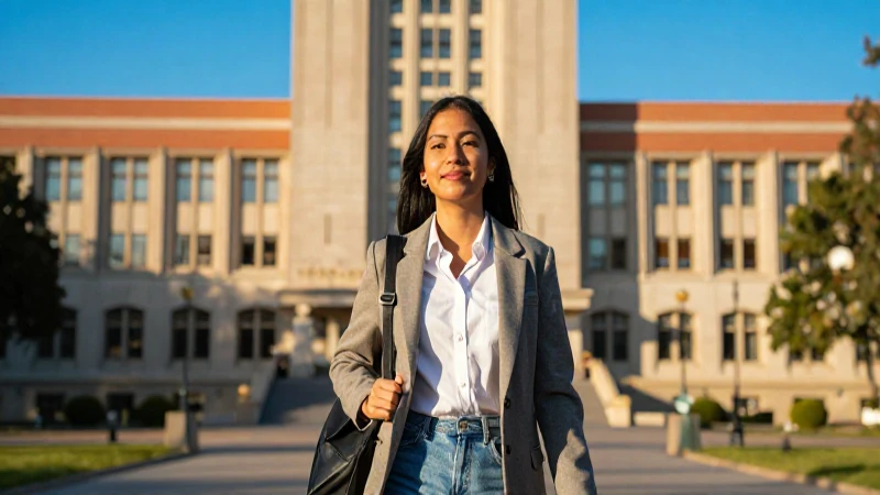 Estudiante mexicano diverso en ambiente universitario épico