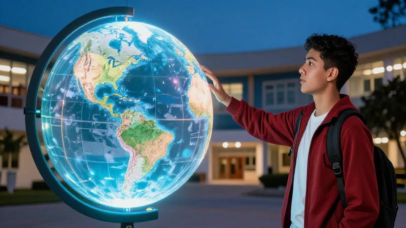 Estudiante mexicano vibrante en campus moderno