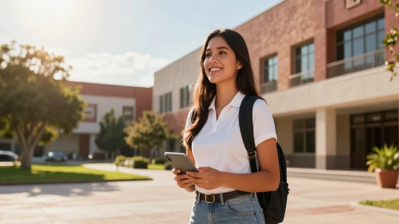 Estudiante mexicano brillante con luz dorada y moderna