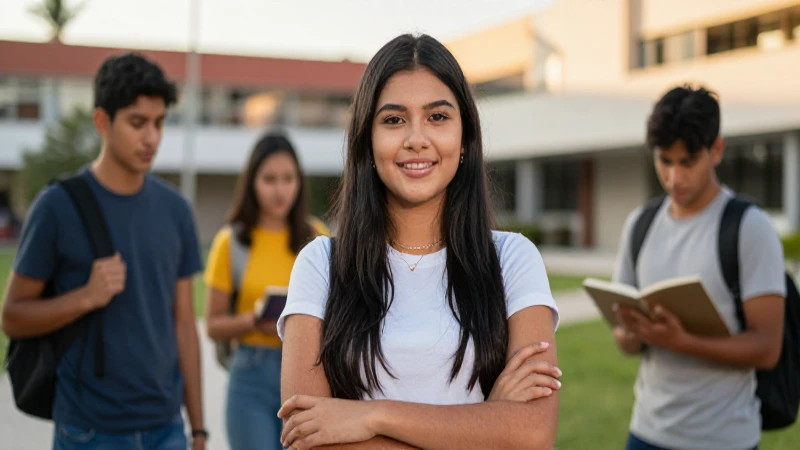 Retrato profesional de estudiante mexicano en campus