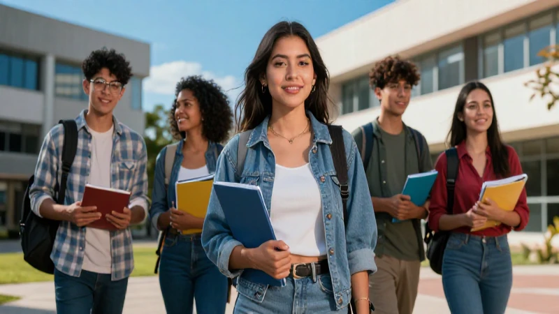 Estudiante mexicano universitario moderno con atmósfera vibrante