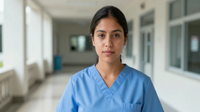 Estudiante de enfermería mexicana profesional con mirada confiada