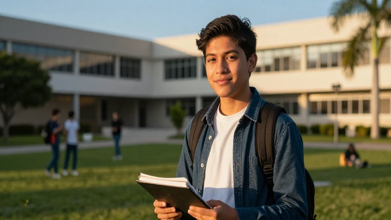 Estudiante mexicano en campus universitario vibrante