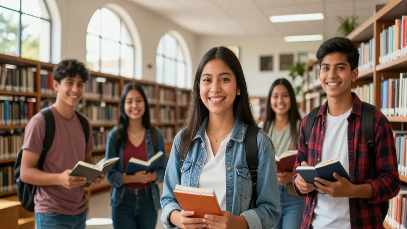 Estudiantes mexicanos en biblioteca, éxito académico
