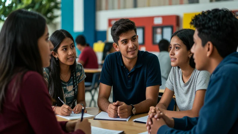 Estudiantes mexicanos debaten en el campus universitario