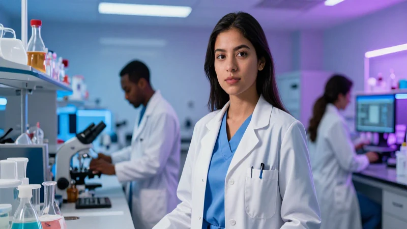 Estudiante de medicina en campus moderno
