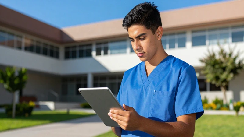 Futuro médico brillante en campus tecnológico