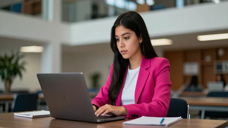 Estudiante mexicano moderno enfocado en su laptop