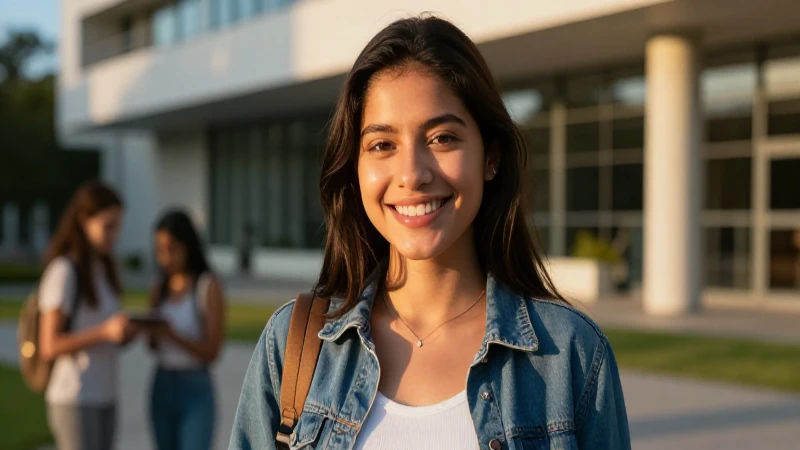 Estudiante mexicano sonriente en ambiente académico
