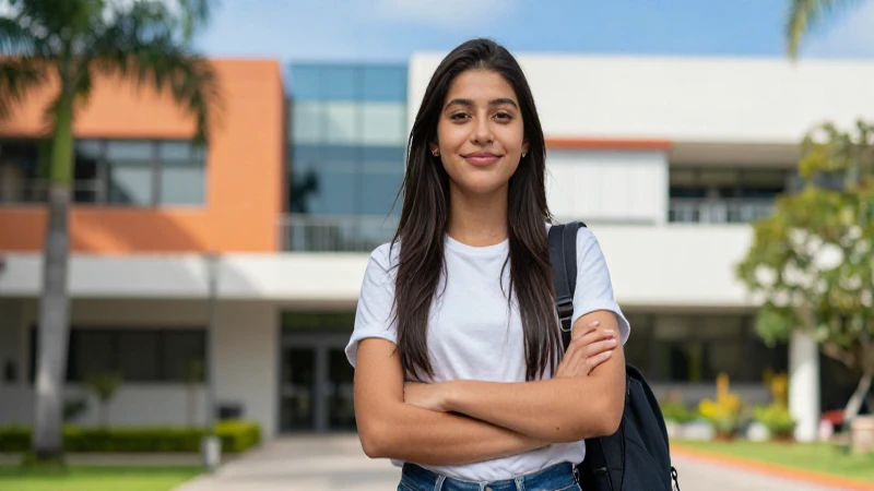 Estudiante mexicano en campus universitario moderno
