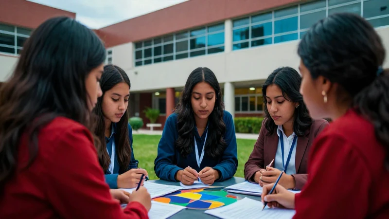 Estudiantes mexicanos en proyecto universitario vibrante