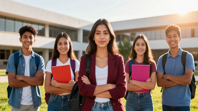 Estudiantes mexicanos confiados en campus moderno