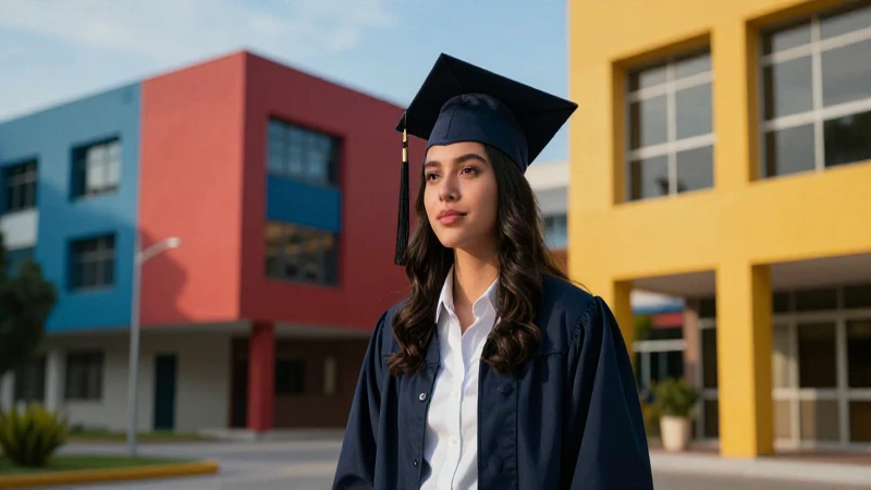 Estudiante joven en campus arquitectónico moderno