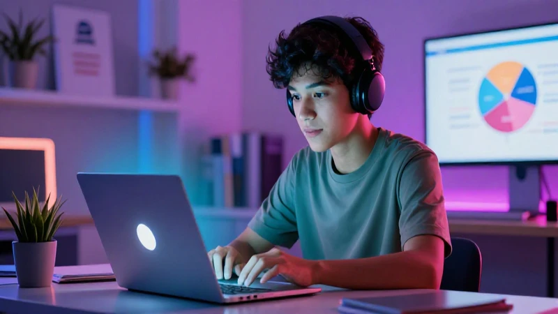 Estudiante mexicano estudia en clase virtual