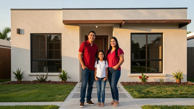 Familia feliz en hogar moderno