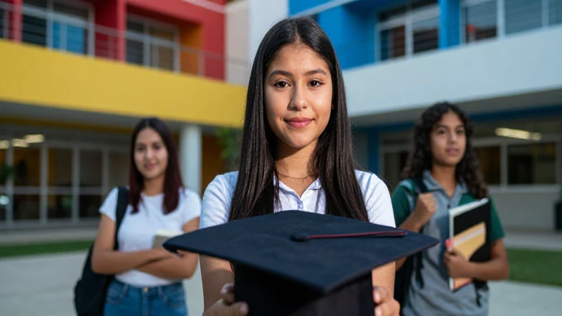 Estudiante mexicano en campus moderno con estilo cinematográfico