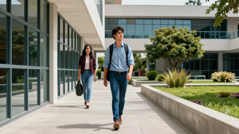 Estudiante mexicano en campus moderno