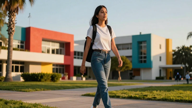 Estudiante mexicano exitoso en un campus moderno