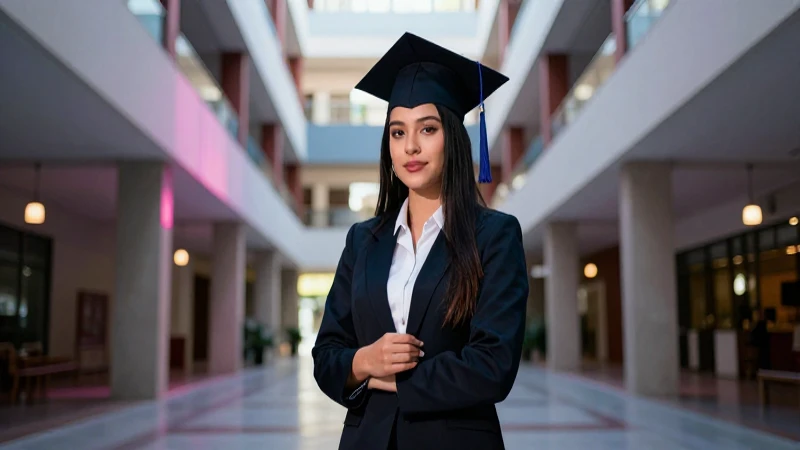 Estudiante joven en campus con luz dramática