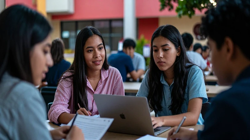 Estudiantes mexicanos colaboran en un campus vibrante