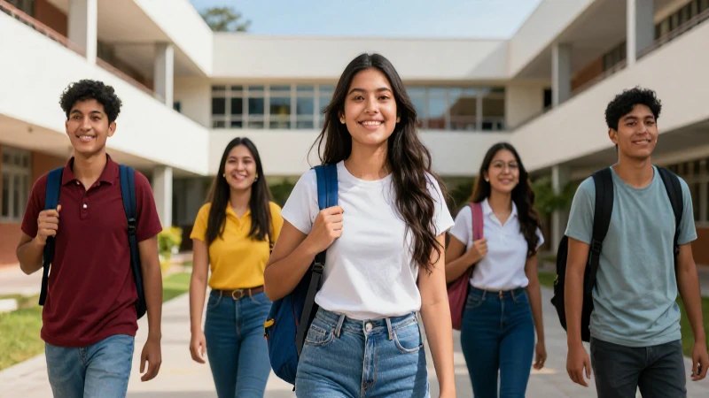 Estudiantes mexicanos exitosos en campus moderno