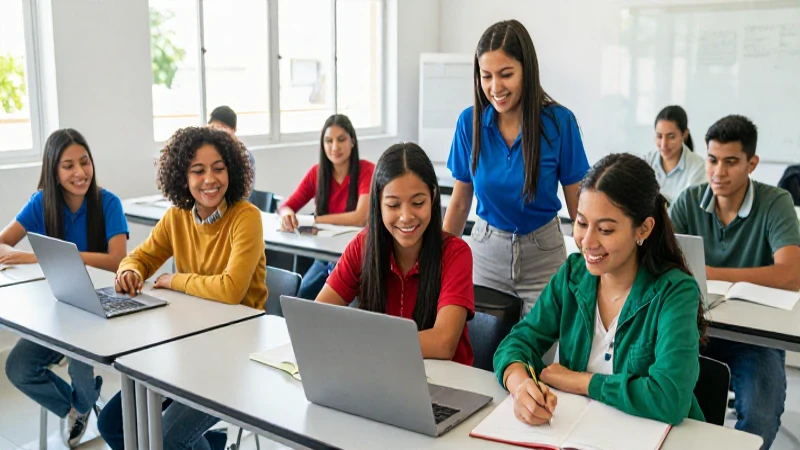 Jóvenes mexicanos colaboran en aula moderna