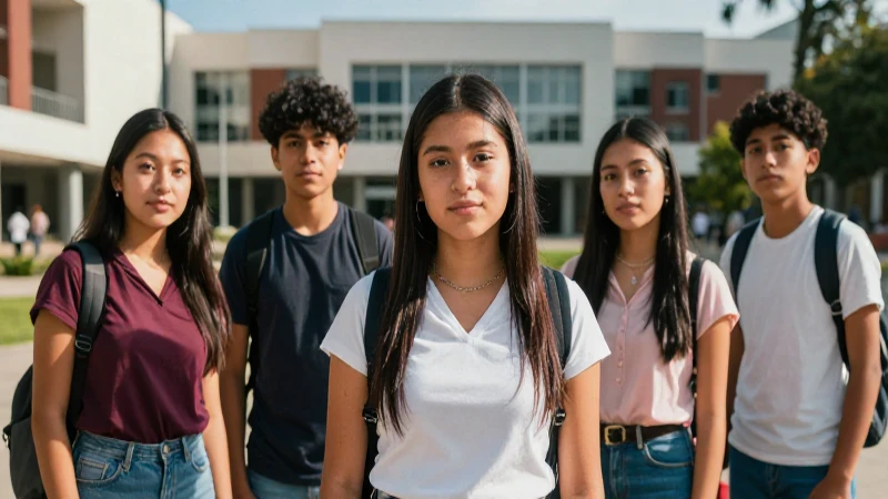Retrato vibrante de estudiante mexicano en campus moderno