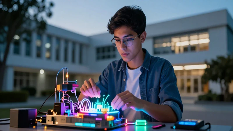 Joven ingeniero mexicano con tecnología brillante