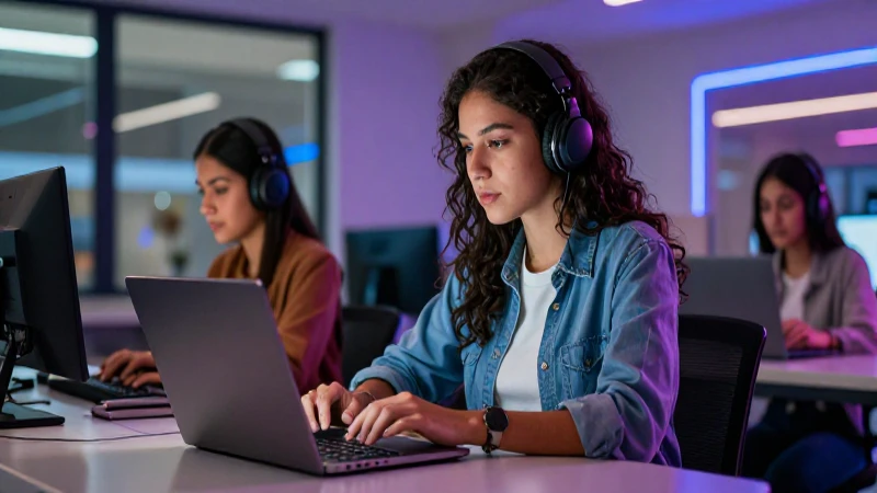 Estudiante mexicano programando en campus moderno y vibrante