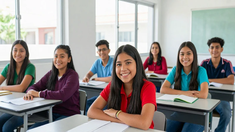 Estudiantes mexicanos son felices en una escuela moderna