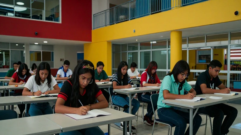 Estudiantes mexicanos estudian en campus moderno