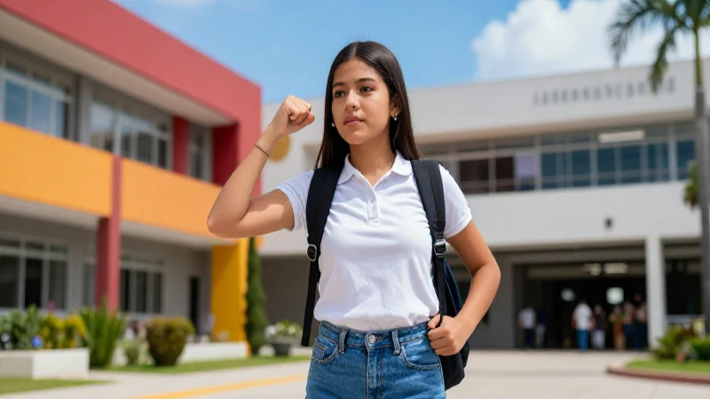Joven mexicano dinámico en universidad moderna