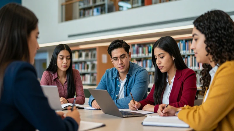 Estudiantes mexicanos colaboran en un entorno moderno