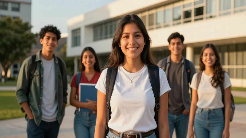 Estudiante mexicana sonriente en campus universitario