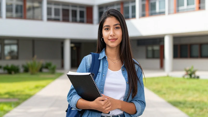 Estudiante mexicano en campus universitario moderno