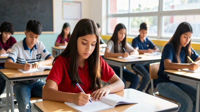 Estudiantes mexicanos en aula moderna y brillante
