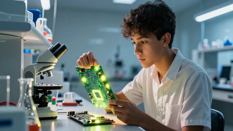 Jóvenes mexicanos observando tecnología avanzada
