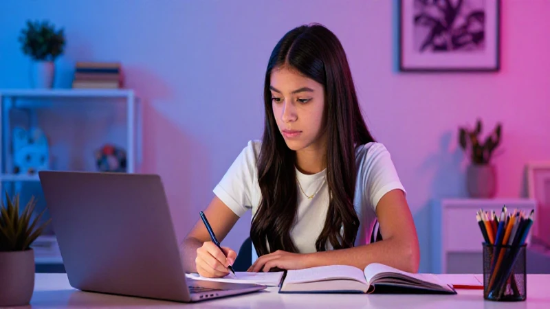 Estudiante mexicano en estudio moderno y vibrante