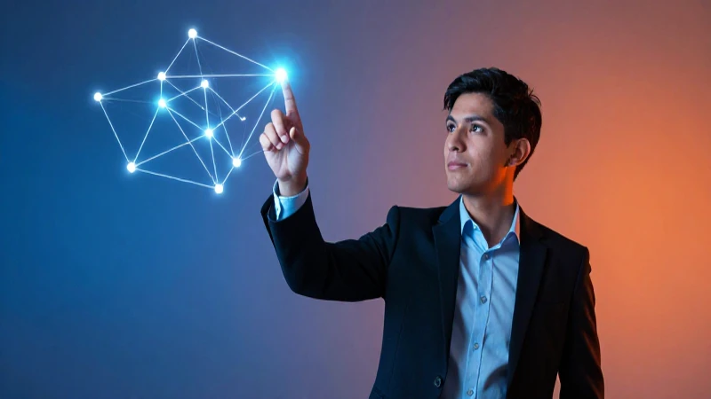 Joven profesional mira la conexión digital