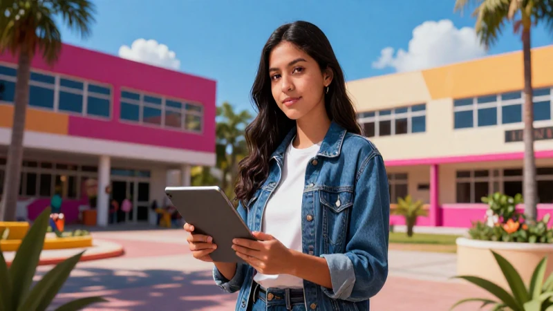 Estudiante mexicano aprende con tablet moderna