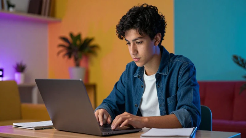 Estudiante mexicano estudia en un hogar moderno