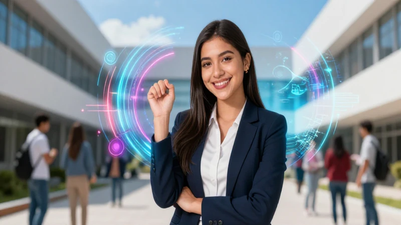 Estudiante ambicioso en campus moderno