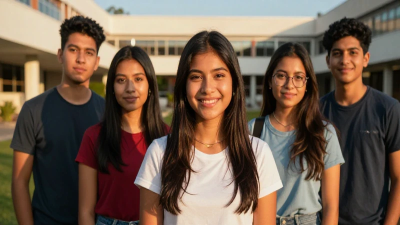 Jóvenes mexicanos estudiantiles en campus vibrante