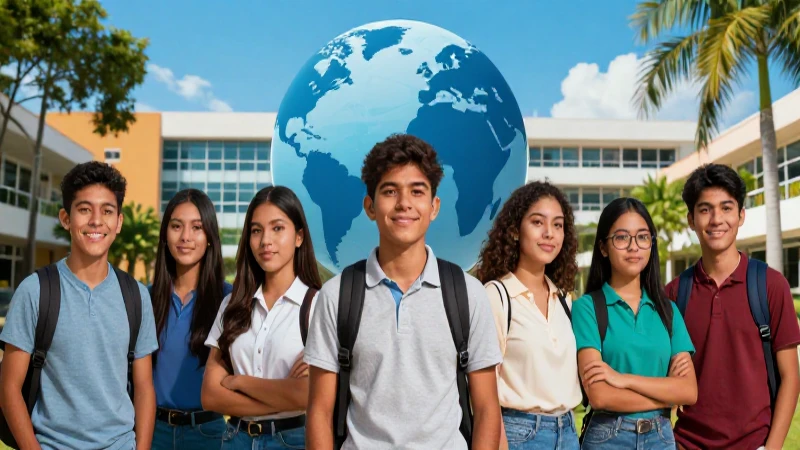 Ilustración digital de estudiantes mexicanos
