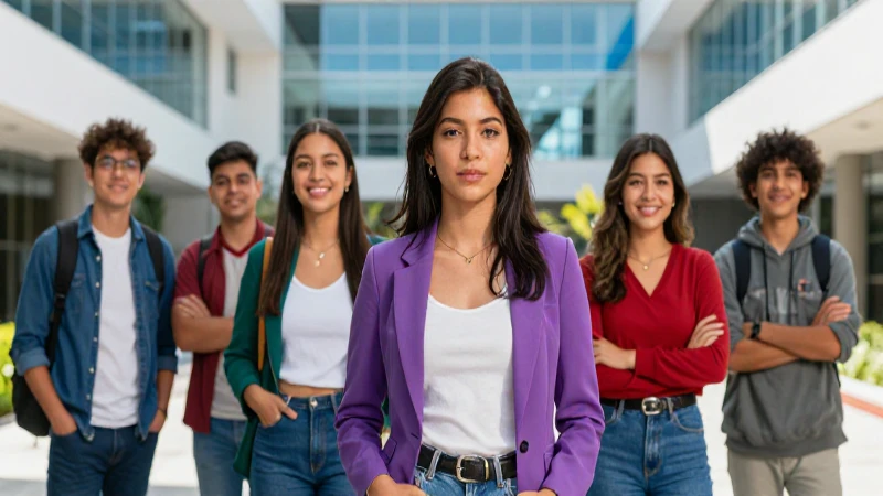 Estudiantes ambiciosos en campus futurista